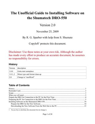 Rick Sparber Unofficial Documentation